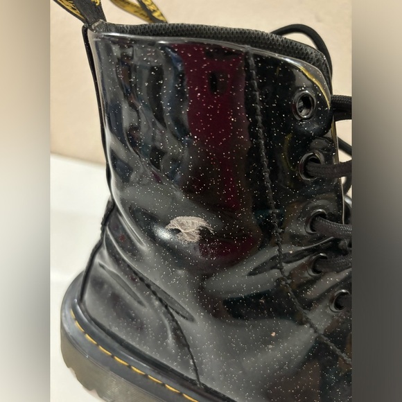 Doc Martens Women’s Luana Black Glitter Patent Leather Lace Up Combat Boots 8 - Picture 3 of 14